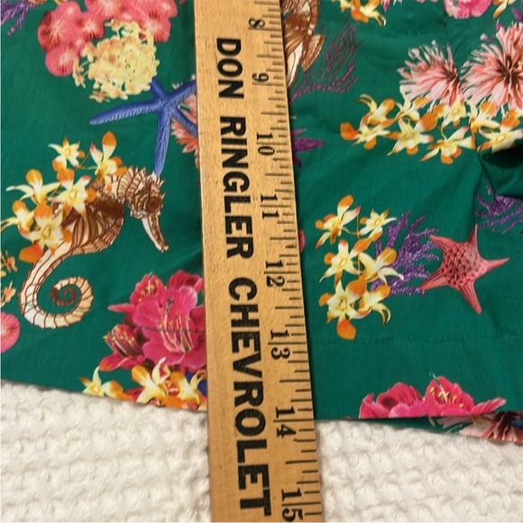 NWT Women's Hale Bob Momoko Shorts Green Floral High Waisted Shorts Size XL - Picture 6 of 7